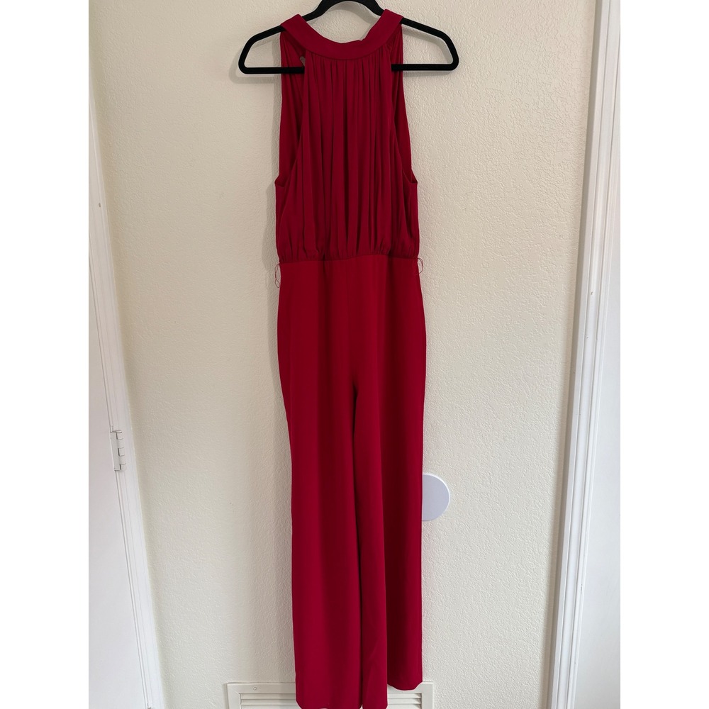 Alice+Olivia Sz 10 Halter Pant Jumpsuit in deep ruby - Picture 4 of 9